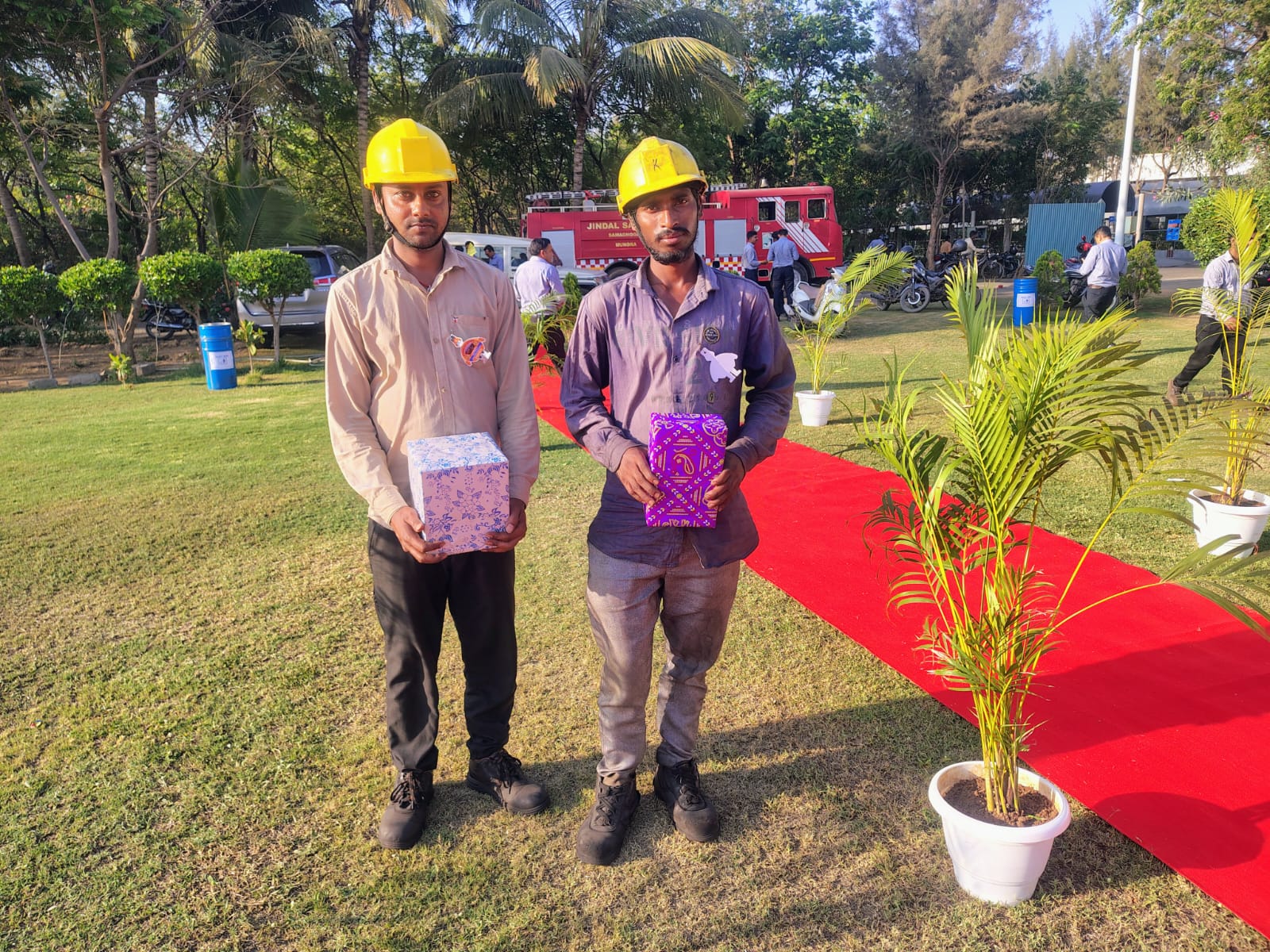 Workforce assembled for the plant-wide safety address