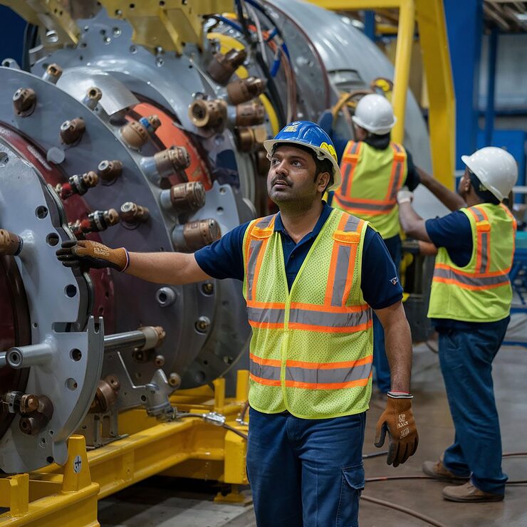 Dedicated Indian Production Manager Ensuring Efficiency Safety Busy Factory 605245 13811